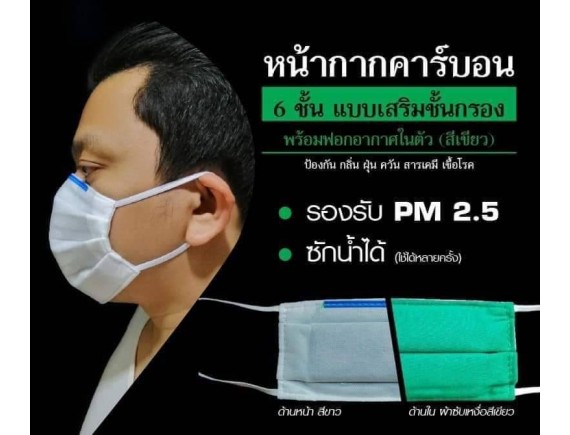 หน้ากากอนามัยคาร์บอน กรองฝุ่น (20ชิ้น /กล่อง)